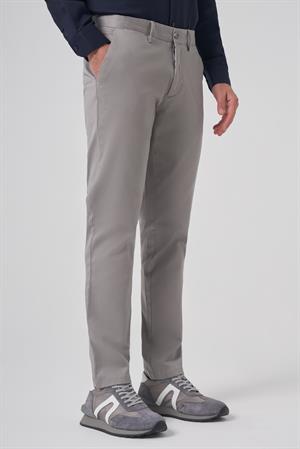 Morven Erkek Gri Pamuk Trend Slim Fit Chino Pantolon