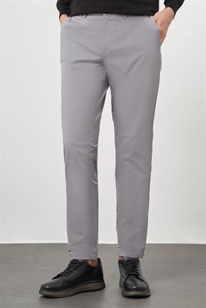 Morven Erkek Gri Pamuk Yan Cep Slim Fit Chino Pantolon