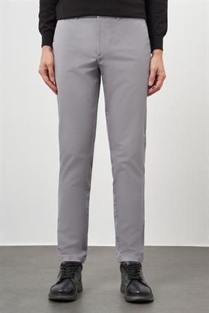 Morven Erkek Gri Pamuk Yan Cep Slim Fit Chino Pantolon