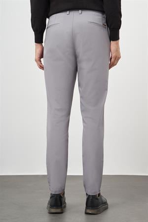 Morven Erkek Gri Pamuk Yan Cep Slim Fit Chino Pantolon