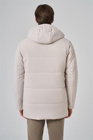 Morven Erkek Gri Poliamit Çıtçıtlı Kapüşonlu Mont