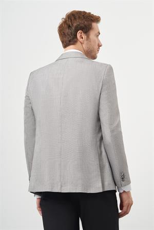 Morven Erkek Gri Poliviskon Slim Fit Mono Yaka Klasik Ceket