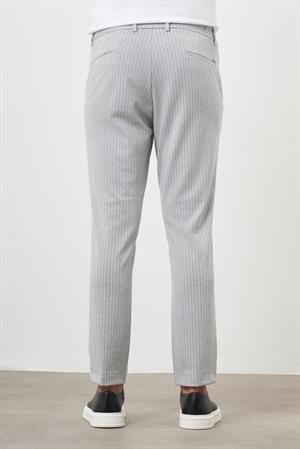 Morven Erkek Gri Poliviskon Trend Çizgili Slim Fit Örme Spor Pantolon