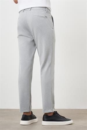 Morven Erkek Gri Poliviskon Trend Çizgili Slim Fit Örme Spor Pantolon