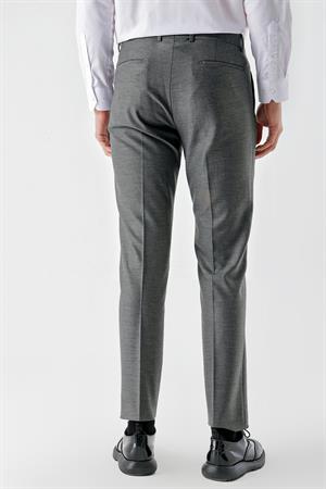 Morven Erkek Gri Poliviskon Trend Desenli Slim Fit Classic Pantolon