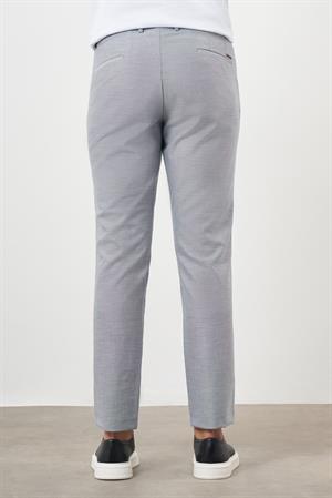 Morven Erkek Gri Poliviskon Trend Desenli Lastikli Slim Fit Pantolon
