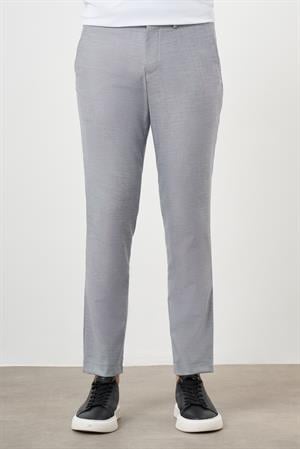 Morven Erkek Gri Poliviskon Trend Desenli Lastikli Slim Fit Pantolon