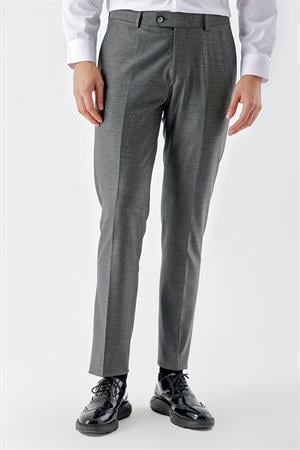 Morven Erkek Gri Poliviskon Trend Desenli Slim Fit Classic Pantolon