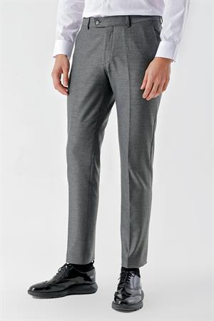 Morven Erkek Gri Poliviskon Trend Desenli Slim Fit Classic Pantolon
