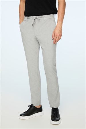 Morven Erkek Gri Poliviskon Trend Düz Slim Fit Jogger Pantolon