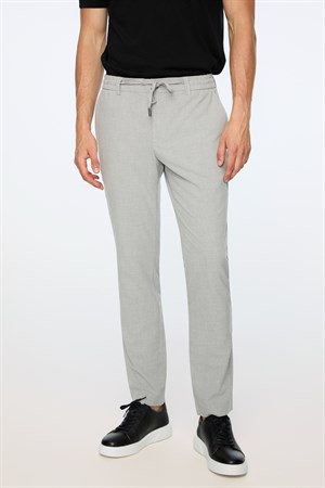 Morven Erkek Gri Poliviskon Trend Düz Slim Fit Jogger Pantolon