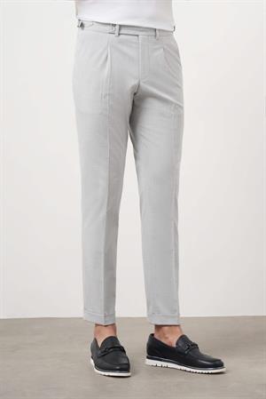 Morven Erkek Gri Poliviskon Trend Pileli Slim Fit Spor Pantolon