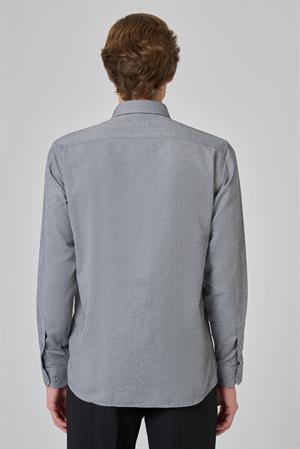 Morven Erkek Gri Slim Fit İtalyan Yaka Gömlek