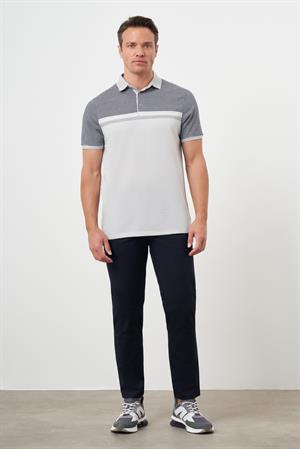 Morven Erkek Gri Trend Çizgili Polo Yaka Dynamic Fit T-Shirt