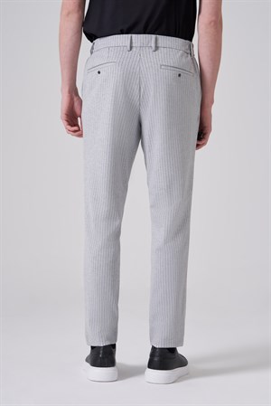 Morven Erkek Gri Trend Çizgili Slim Fit Pantolon