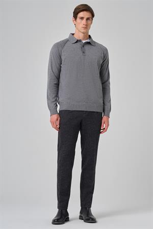 Morven Erkek Gri Trend Core Spun Polo Yaka Dynamic Fit Rahat Kesim Triko