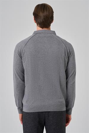 Morven Erkek Gri Trend Core Spun Polo Yaka Dynamic Fit Rahat Kesim Triko