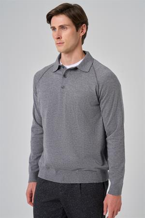 Morven Erkek Gri Trend Core Spun Polo Yaka Dynamic Fit Rahat Kesim Triko