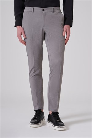 Morven Erkek Gri Trend Gofre Slim Fit Pantolon