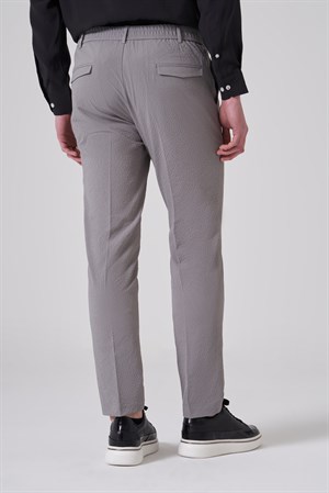 Morven Erkek Gri Trend Gofre Slim Fit Pantolon