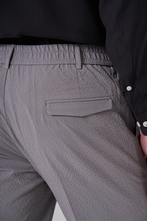 Morven Erkek Gri Trend Gofre Slim Fit Pantolon