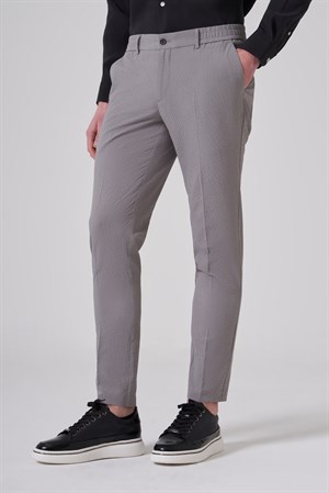 Morven Erkek Gri Trend Gofre Slim Fit Pantolon