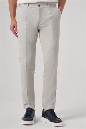 Morven Erkek Gri Trend Pileli Slim Fit Pantolon