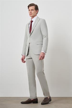 Morven Erkek Gri Trend Poliviskon Slim Fit Sivri Yaka Takım Elbise