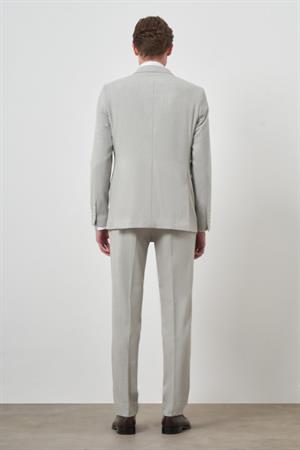 Morven Erkek Gri Trend Poliviskon Slim Fit Sivri Yaka Takım Elbise