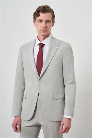 Morven Erkek Gri Trend Poliviskon Slim Fit Sivri Yaka Takım Elbise