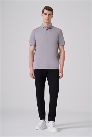 Morven Erkek Gri Trend Polo Yaka Rayon Dinamik Fit Tshirt