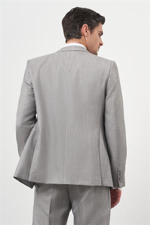 Morven Erkek Gri Trend Yelekli Kombinli Slim Fit Sivri Yaka Takım Elbise