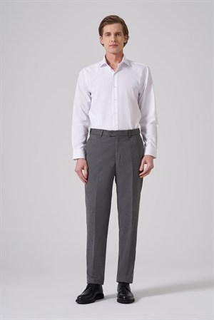 Morven Erkek Gri Yünlü Düz Dynamic Fit Pantolon