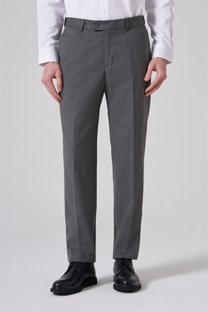 Morven Erkek Gri Yünlü Düz Dynamic Fit Pantolon