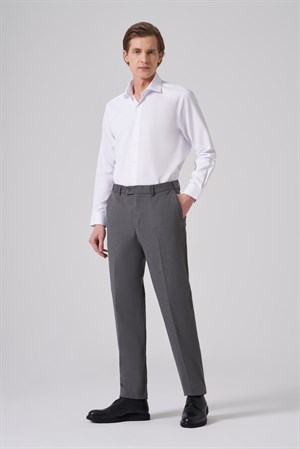 Morven Erkek Gri Yünlü Düz Dynamic Fit Pantolon