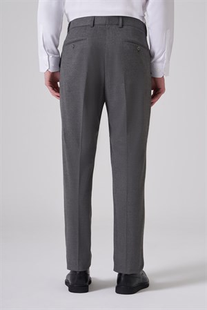 Morven Erkek Gri Yünlü Düz Dynamic Fit Pantolon