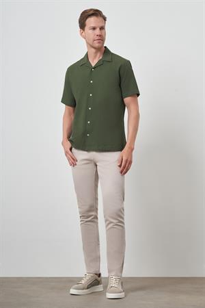 Morven Erkek Haki Apaş Yaka Kısa Kol Gömlek