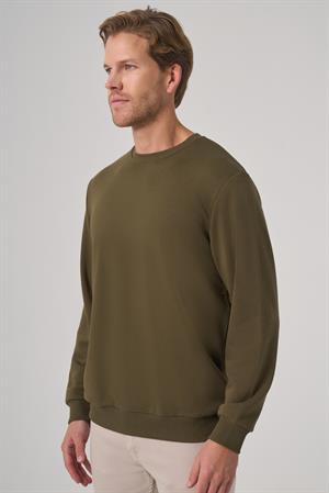 Morven Erkek Haki Basic Bisiklet Yaka Sweatshirt