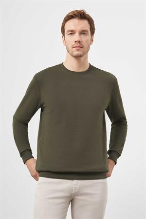 Morven Erkek Haki Basic Bisiklet Yaka Sweat-Shirt