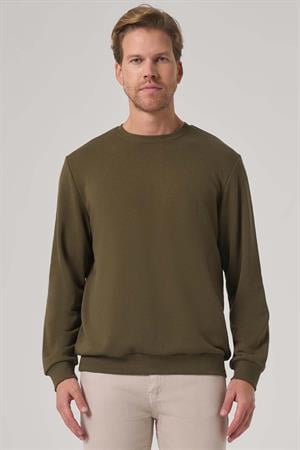 Morven Erkek Haki Basic Bisiklet Yaka Sweatshirt