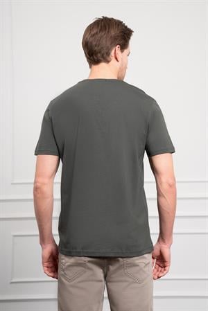 Morven Erkek Haki Basic Bisiklet Yaka Dynamic Fit Pamuk T-Shirt