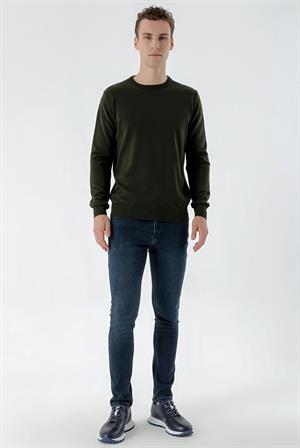 Morven Erkek Haki Basic Bisiklet Yaka Dynamic Fit Rahat Kesim Triko