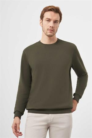 Morven Erkek Haki Basic Bisiklet Yaka Sweat-Shirt
