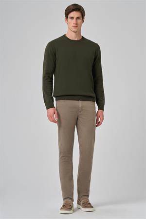 Morven Erkek Haki Basic Bisiklet Yaka Dynamic Fit Rahat Kesim Triko