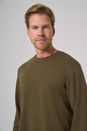 Morven Erkek Haki Basic Bisiklet Yaka Sweatshirt