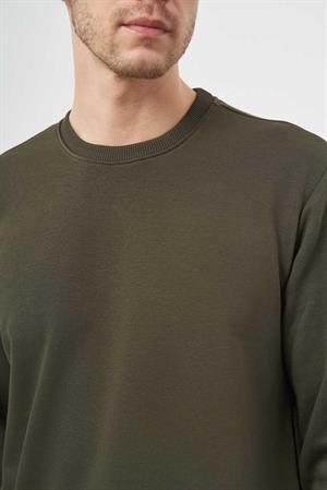 Morven Erkek Haki Basic Bisiklet Yaka Sweat-Shirt