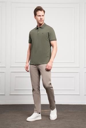 Morven Erkek Haki Basic Polo Yaka Dynamic Fit T-Shirt