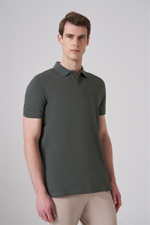 Morven Erkek Haki Basic Polo Yaka Dynamic Fit T-Shirt