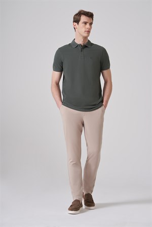 Morven Erkek Haki Basic Polo Yaka Dynamic Fit T-Shirt