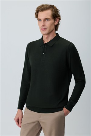 Morven Erkek Haki Basic Polo Yaka Dynamic Fit Rahat Kesim Triko